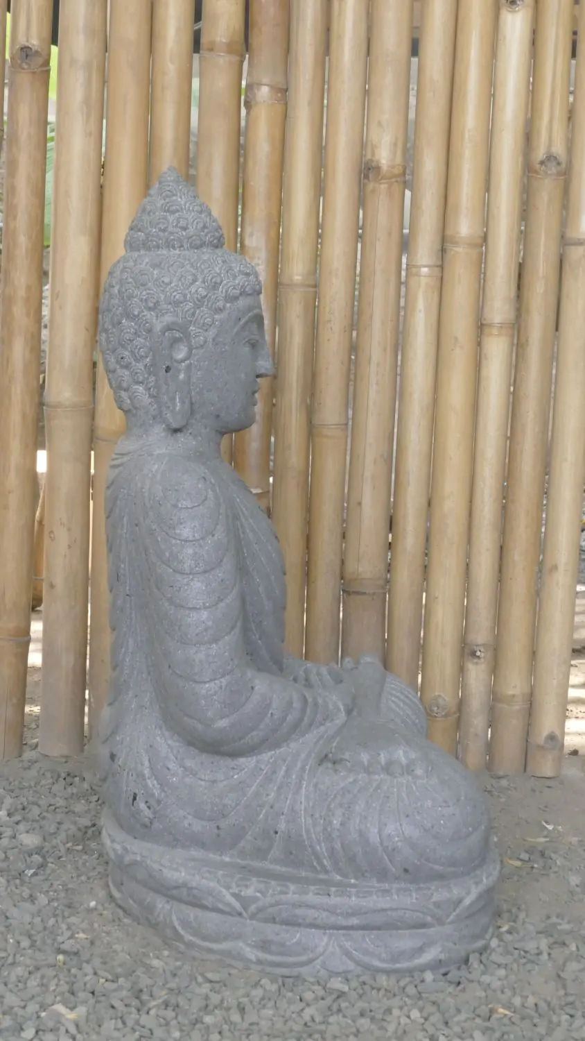  Product image 3 of the product “Seated Buddha made of Riverstone in Dhyana position - gesture of meditation, 63cm height, natural ”